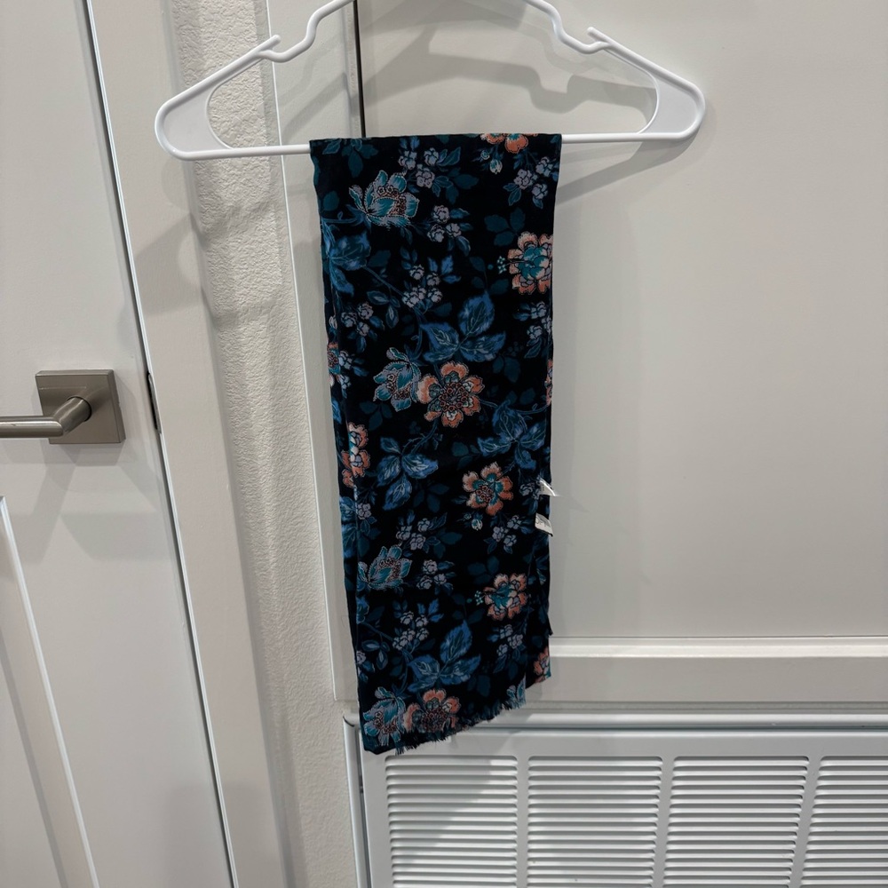 LOFT Black Multicolor Floral Scarf